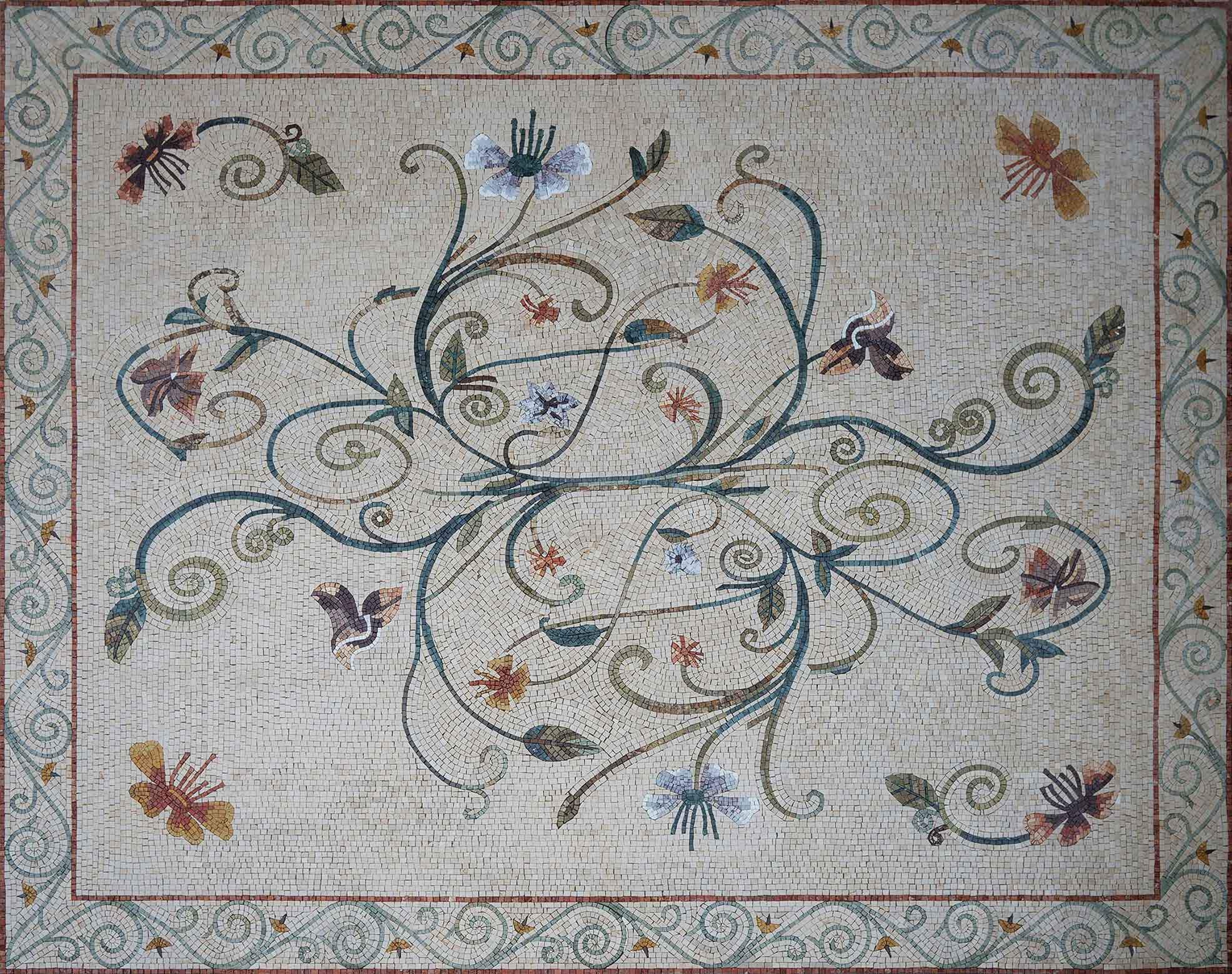 Deconstructed Geometric Art - Marble Mosaic Tile For Kitchen Backsplash Bouquet - Mesh Backing
