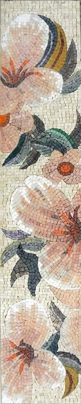 Floral Art - Marble Mosaic Frieze Decorative - Mesh Backing