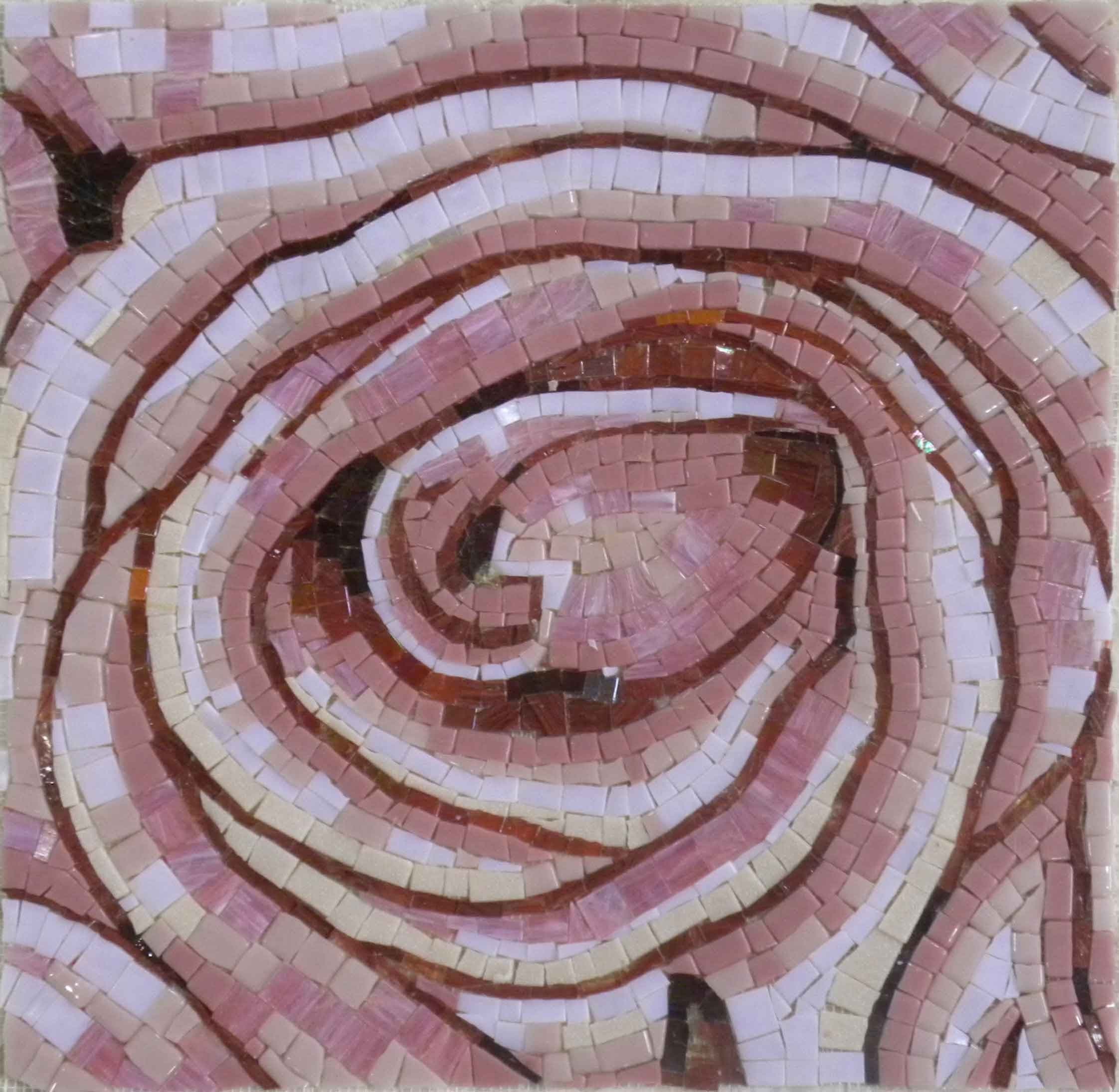 Floral Art - Glass Mosaic Rose Swirl Cor - Mesh Backing