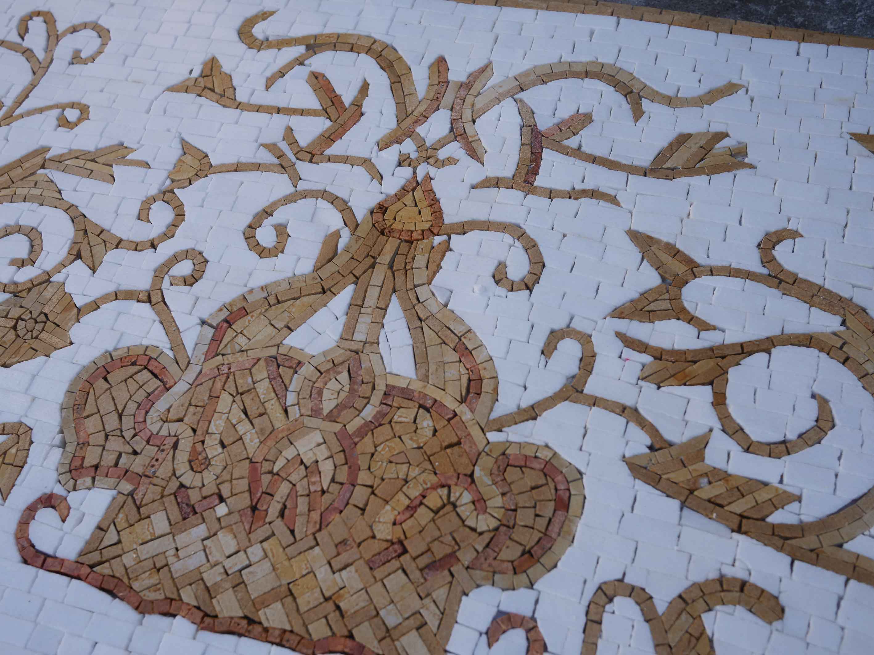 Ornate Vine Pattern - Marble Home Remodeling Mosaic Royal Rug Art - Mesh Backing - Image 2