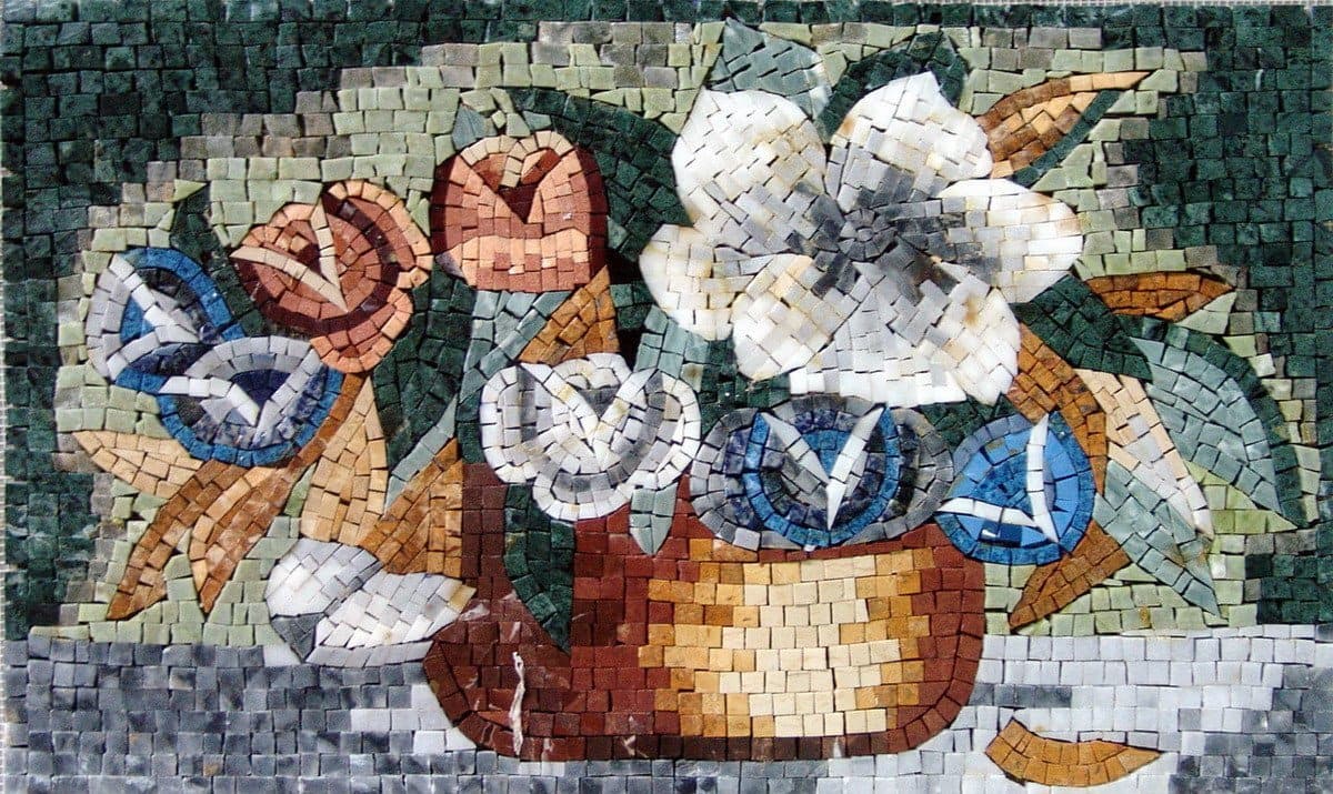 Gypsophilia Flower Arrangement - Marble Mosaic Floral Art - Mesh Backing