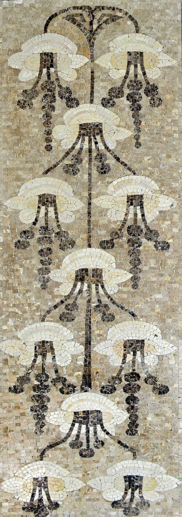 Floral Cascade - Marble Mosaic Art Dangling Flowers - Mesh Backing