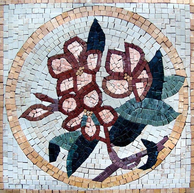 Msa Floral Blossom Motif - Bathroom Renovation Mosaic Art - Mesh Backing