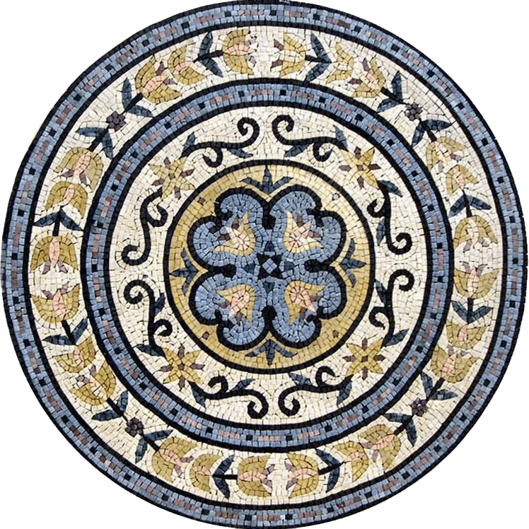 Pattern Medallion - Marble Mosaic Art - Mesh Backing