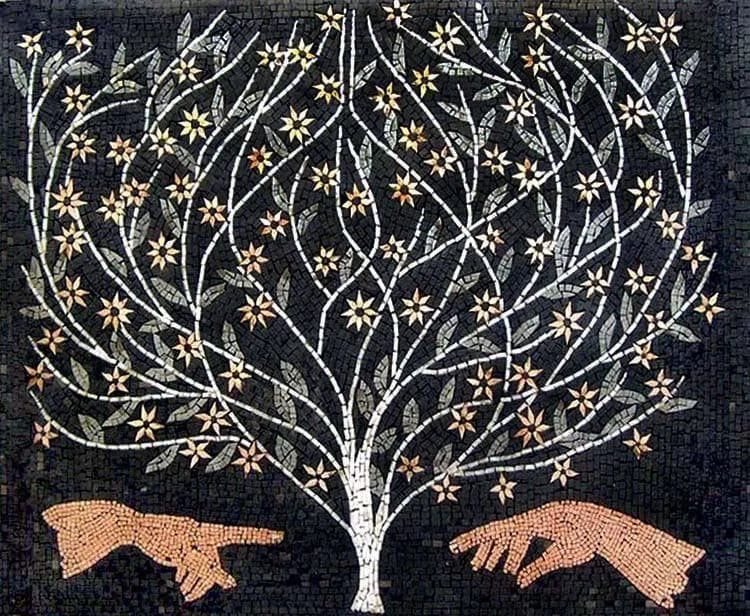 The Creation - Marble Mosaic Art Tree - Mesh Backing
