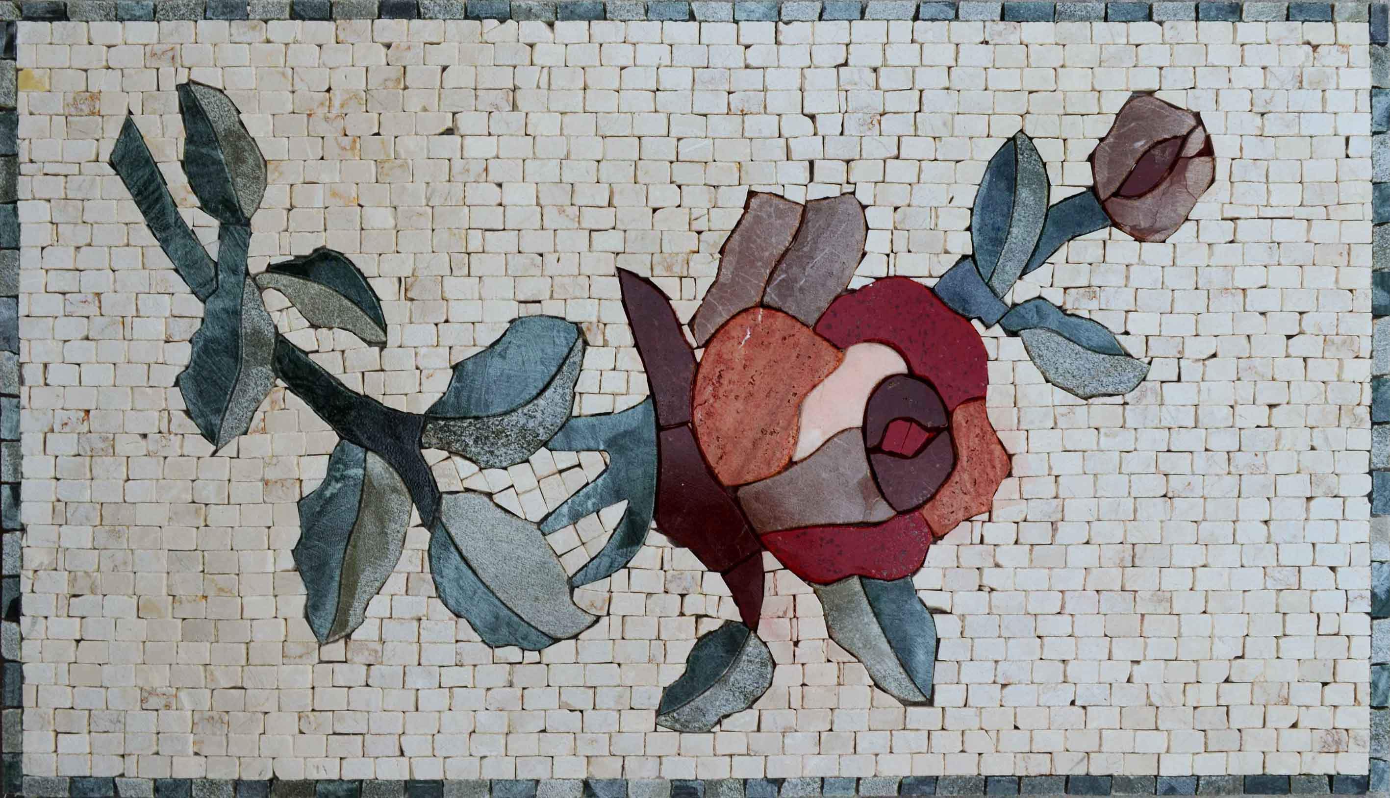 Floral Rose Arrangement - Mosaic For Sale Art - Mesh Backing