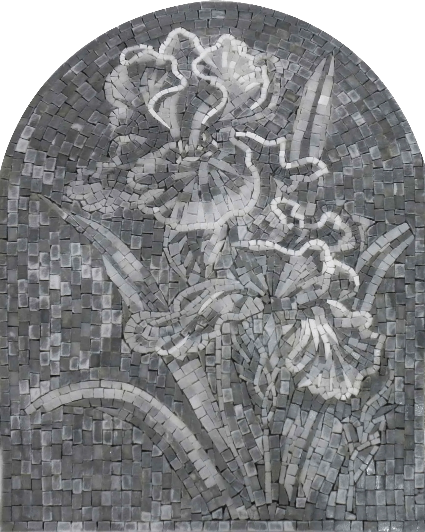 Floral Iris - Marble Mosaic Artwork Monoarch - Mesh Backing