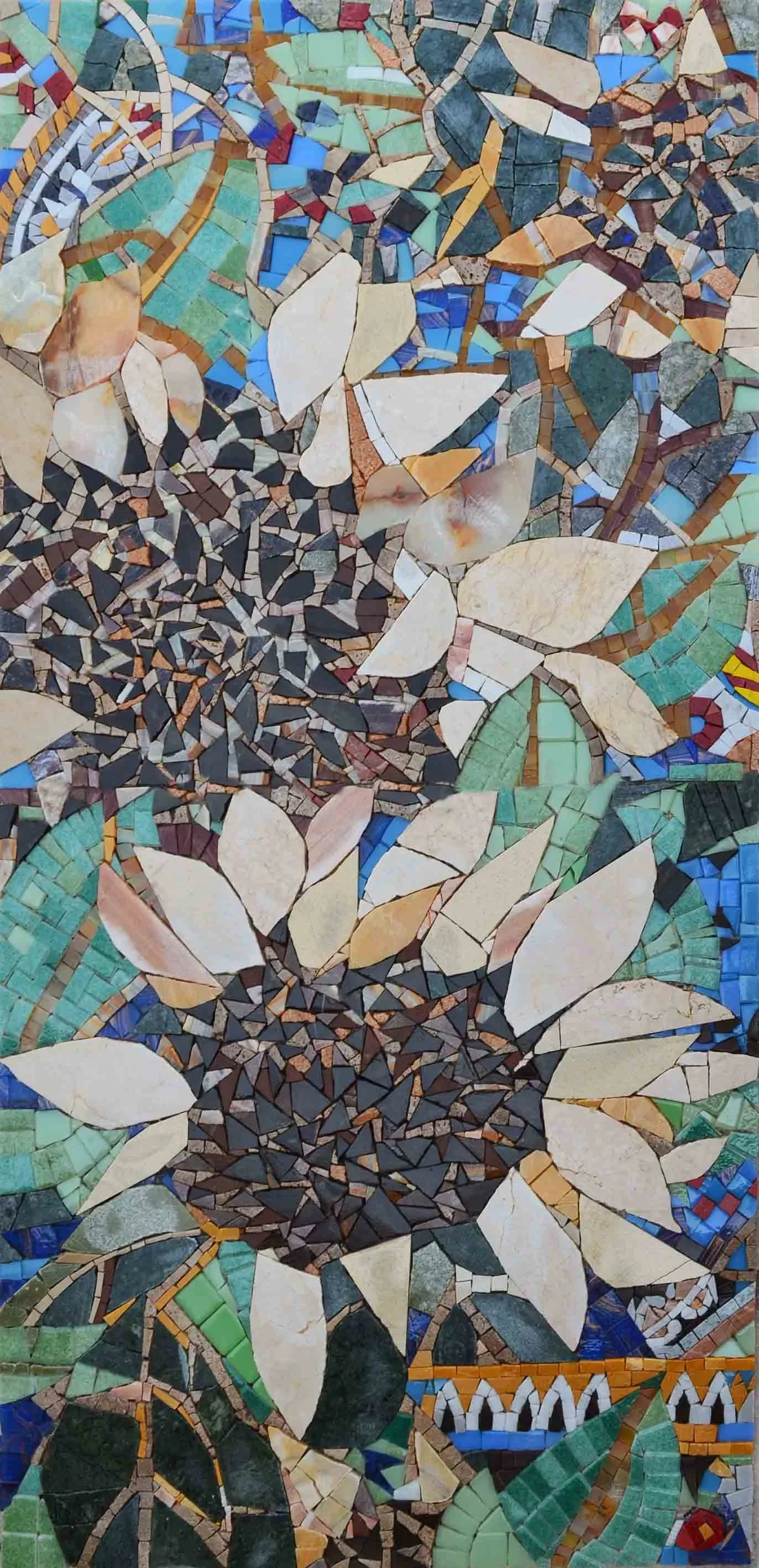 Mosaic Designs - Sun Flower | Luxury Handcrafted Natural Stone Mosaic