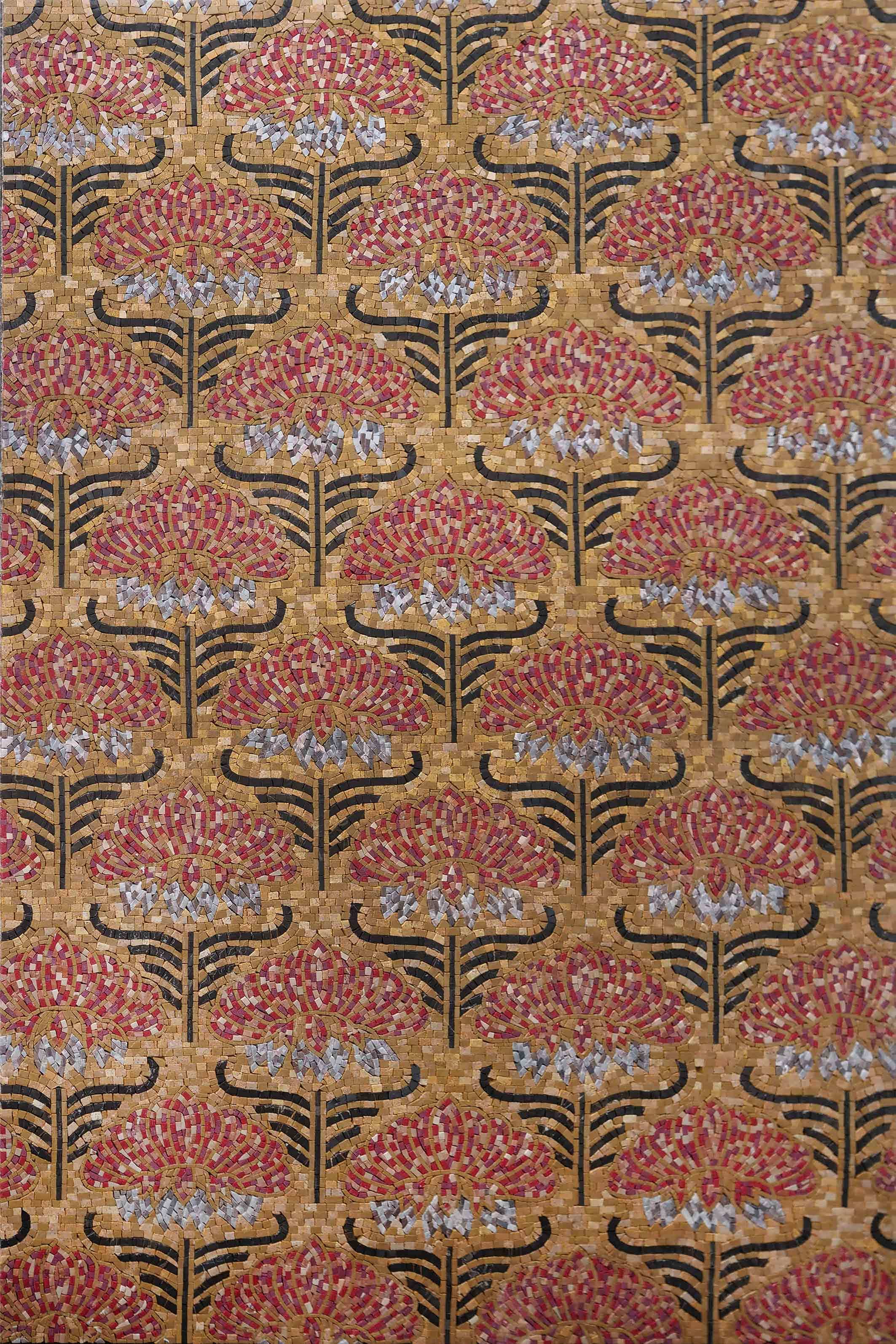 Floral Bloom Arrangement - Marble Bird Mosaic Art Pattern - Mesh Backing