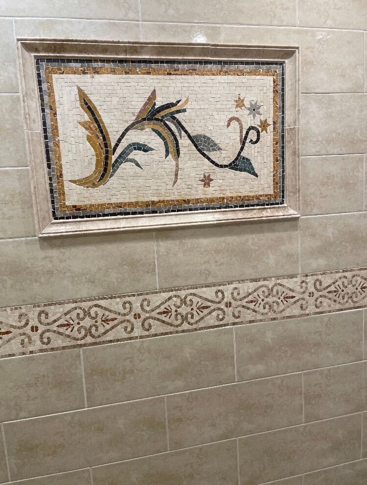 Floral Vine Pattern - Mosaic Wall Murals Insert - Mesh Backing - Image 2