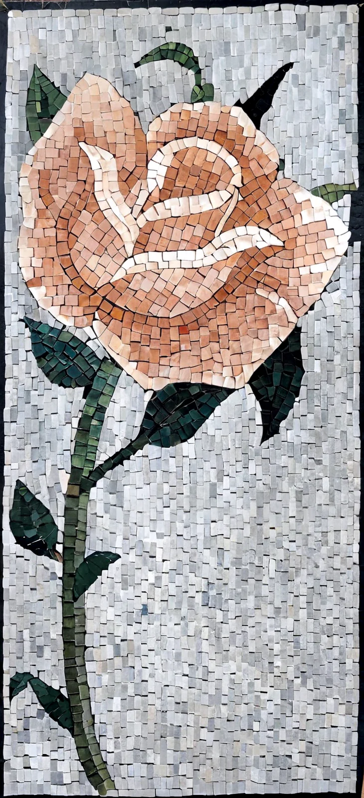 Floral Rose Bloom - Marble Mosaic Flower Pattern - Mesh Backing