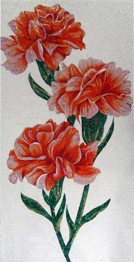 Floral Arrangement - Glass Mosaic Tile Art Three Amarys - Mesh Backing