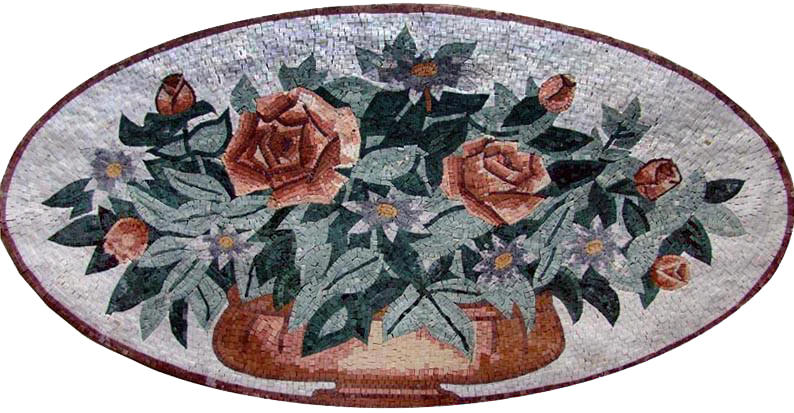 Mosaic Wall Art - Oval Floral