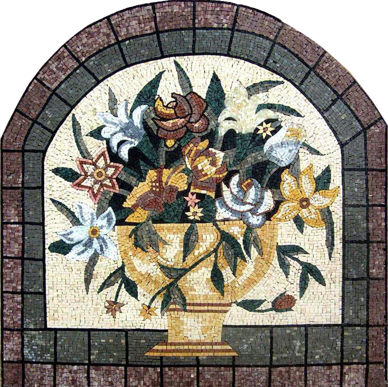 Mosaic Wall Art - Yellow Floral Vase