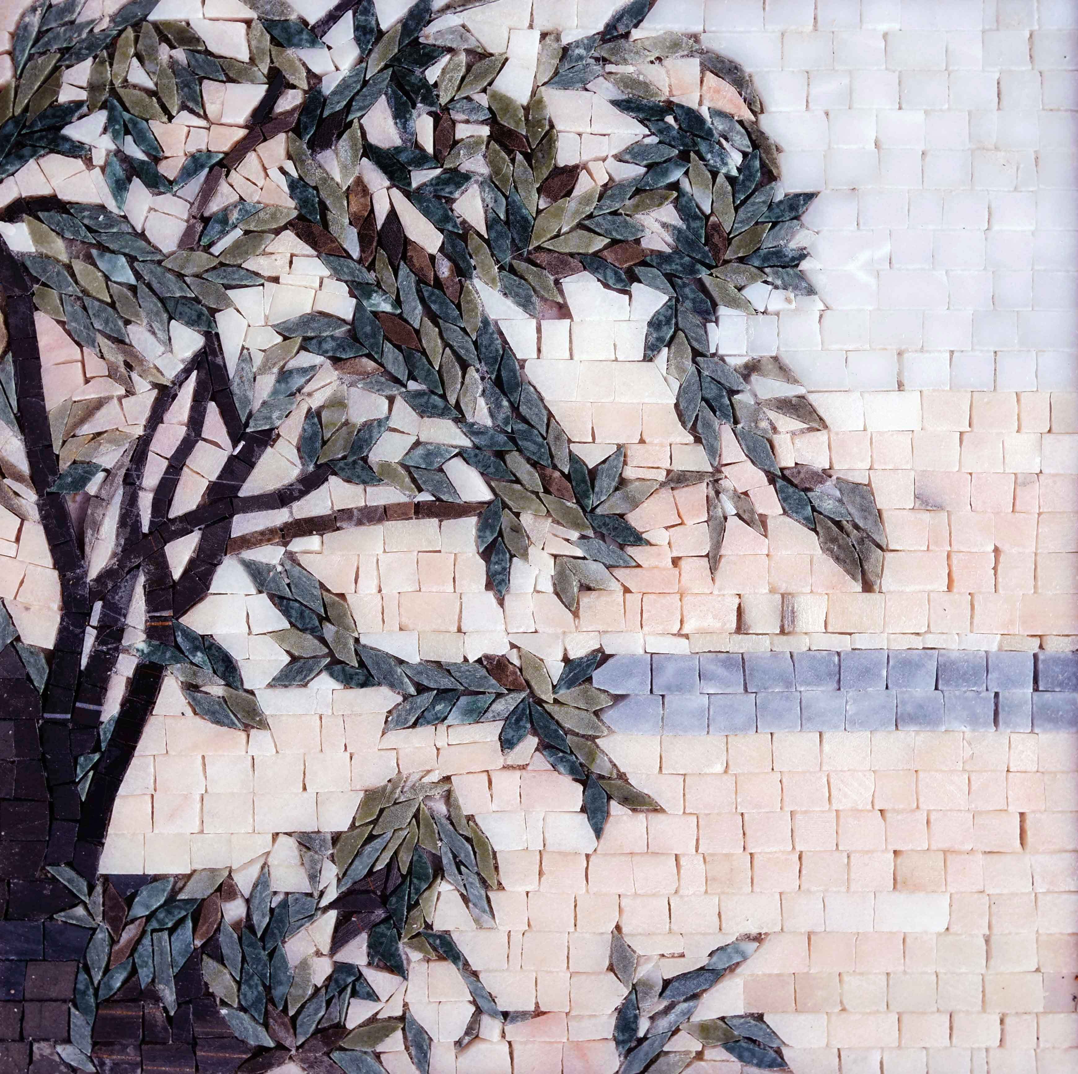 Nature Tapestry Olive Tree - Mosaic Tabletops Luxury Art - Mesh Backing
