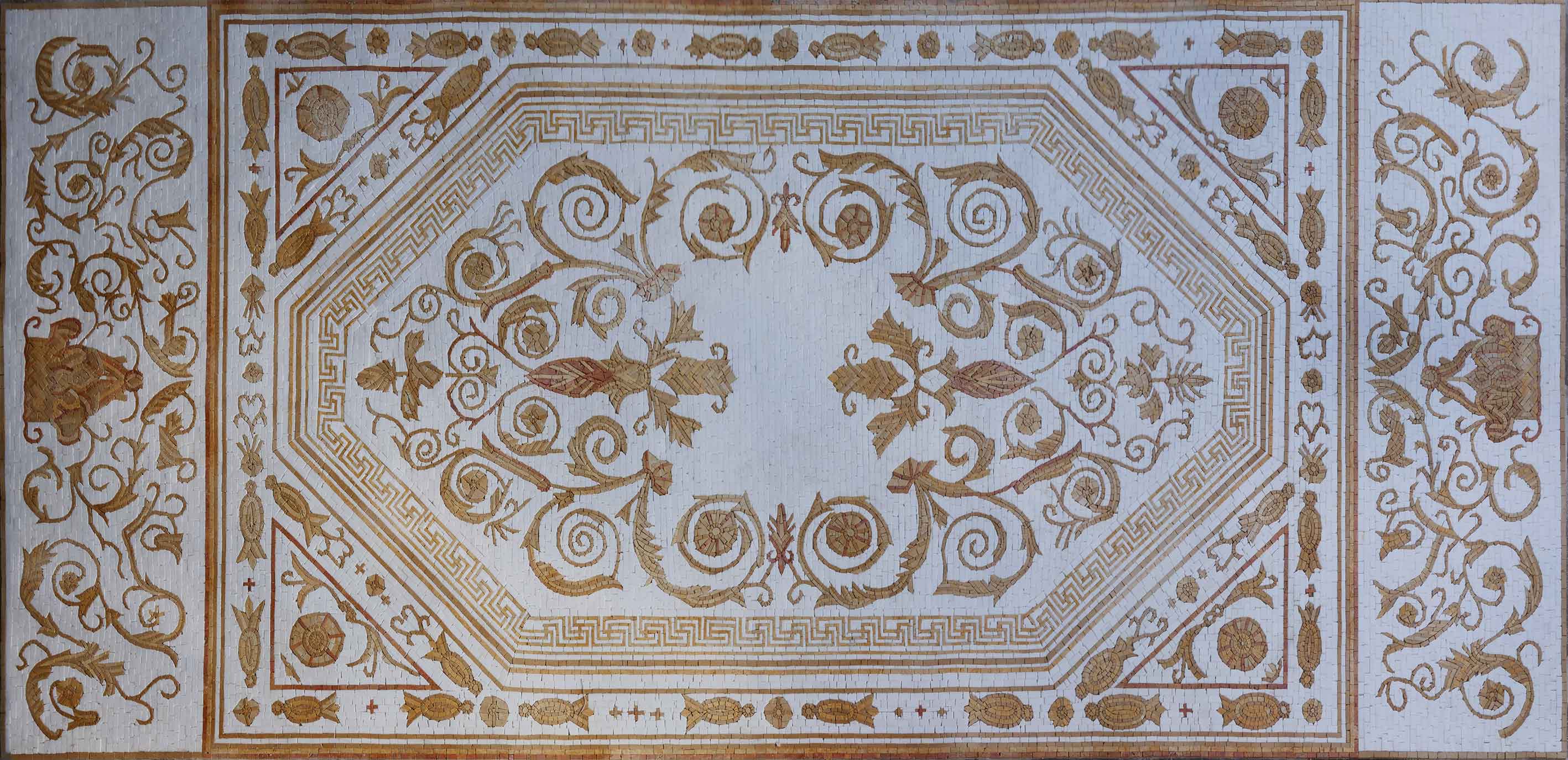 Floral Vine Pattern - Mosaic Home Interiors Royal Rectangular Rug Artwork - Mesh Backing