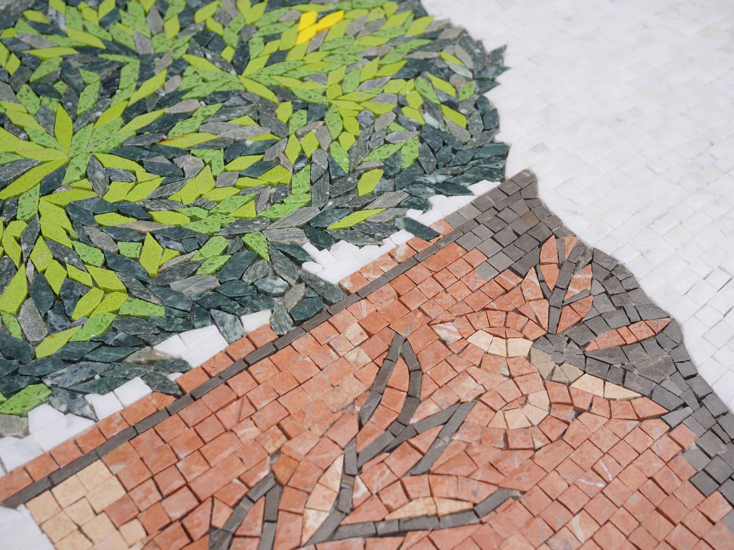 Topiary Trees Pots - Mosaic Fish Wall Art - Mesh Backing - Image 3