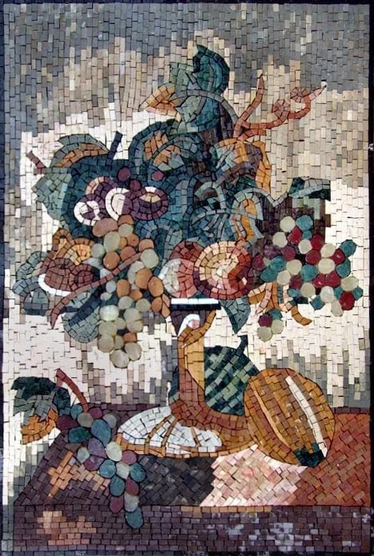 Still Life Arrangement - Marble Mosaic Fruits And Honey - Mesh Backing