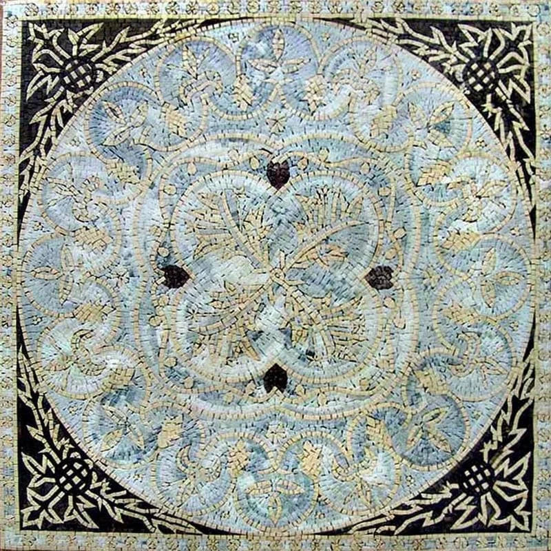 Enchanting Celtic Design - Marble Mosaic Artisan Floral - Mesh Backing