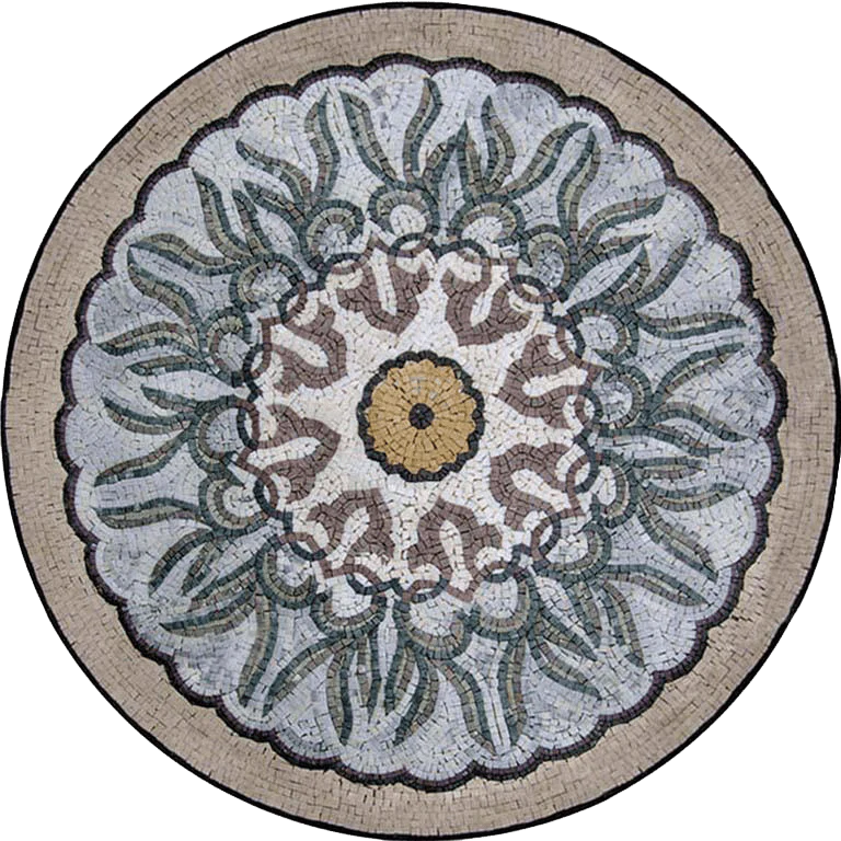 Floral Bloom Pattern - Marble Mosaic Rana - Mesh Backing