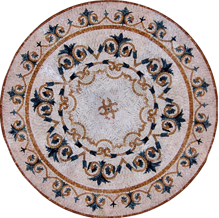 Floral Vine Pattern - Marble Mosaic Artwork - Mesh Backing