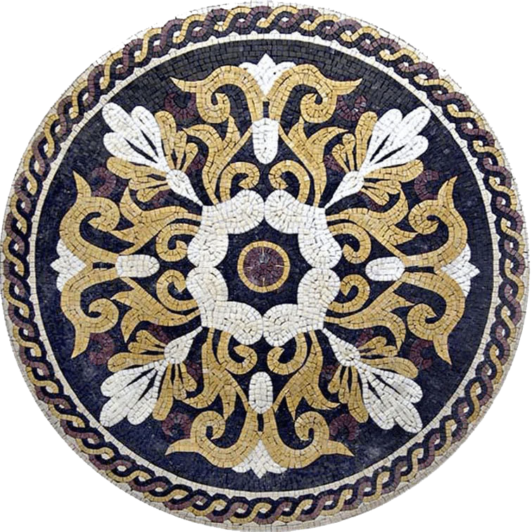 Geometric Bloom Pattern - Marble Mosaic Floral Designs - Mesh Backing