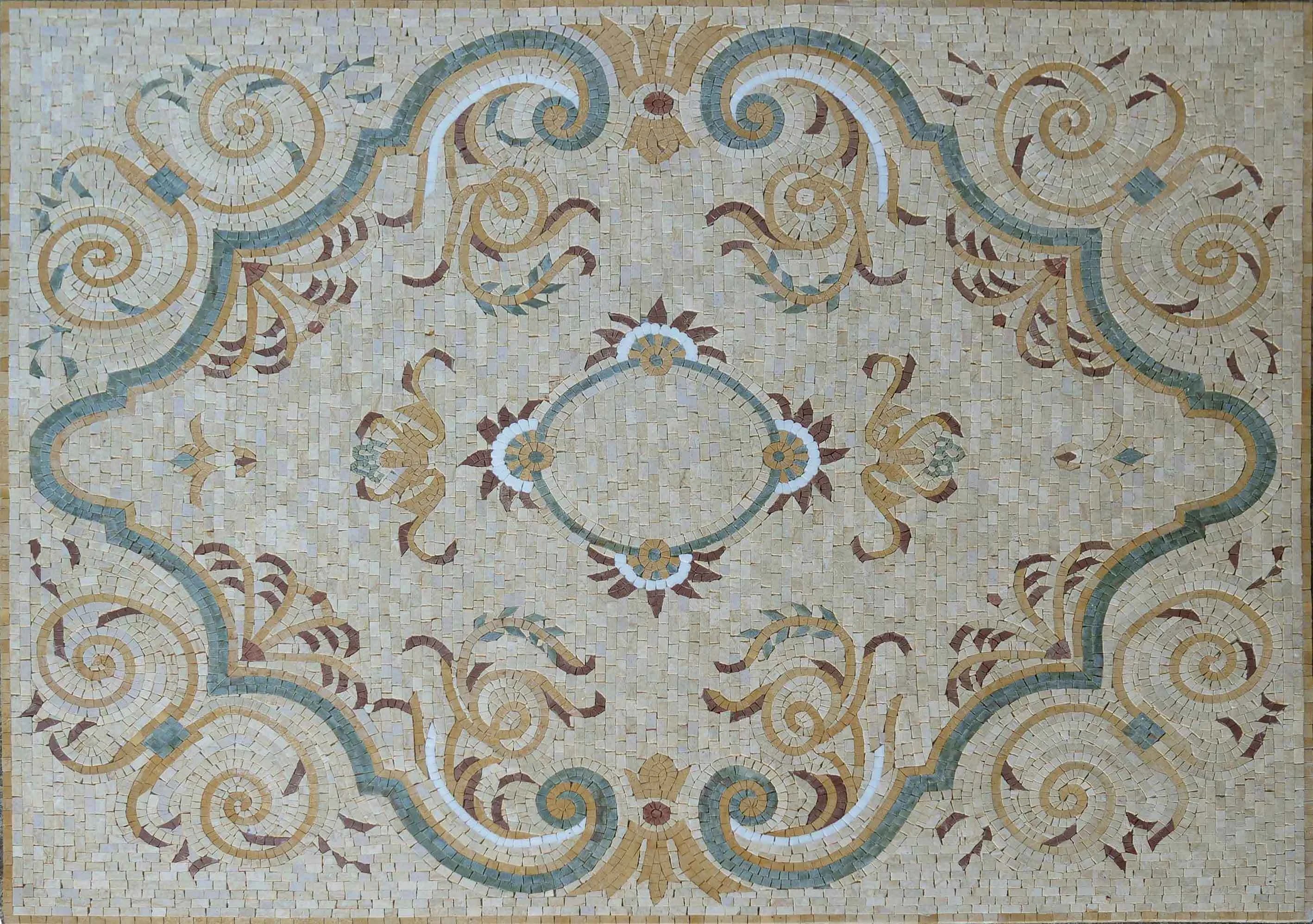 Floral Swirls - Marble Mosaic Rug Maia Rectangular - Mesh Backing