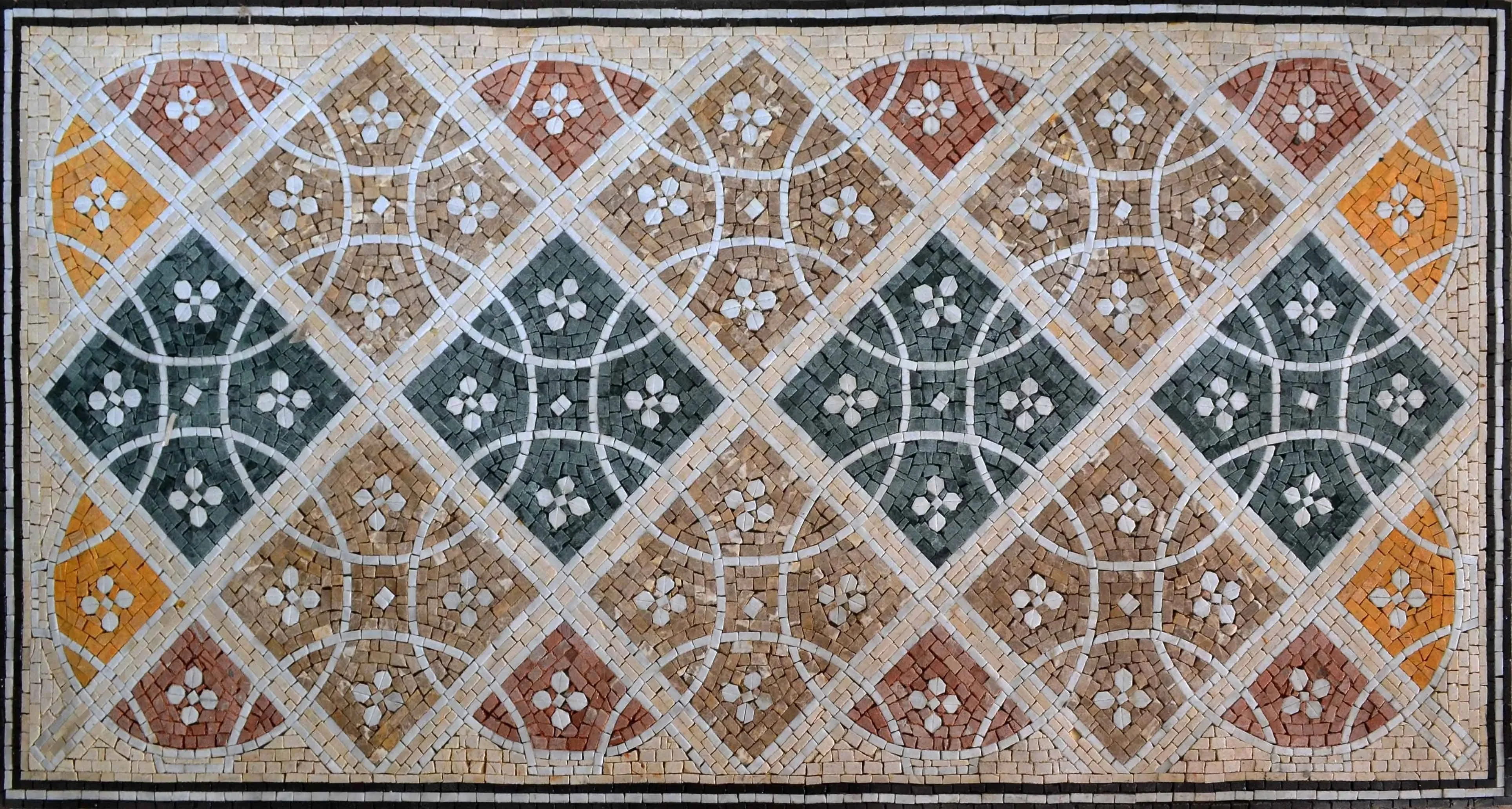 Geometric Floral Pattern - Marble Mosaic Floor Amelie - Mesh Backing
