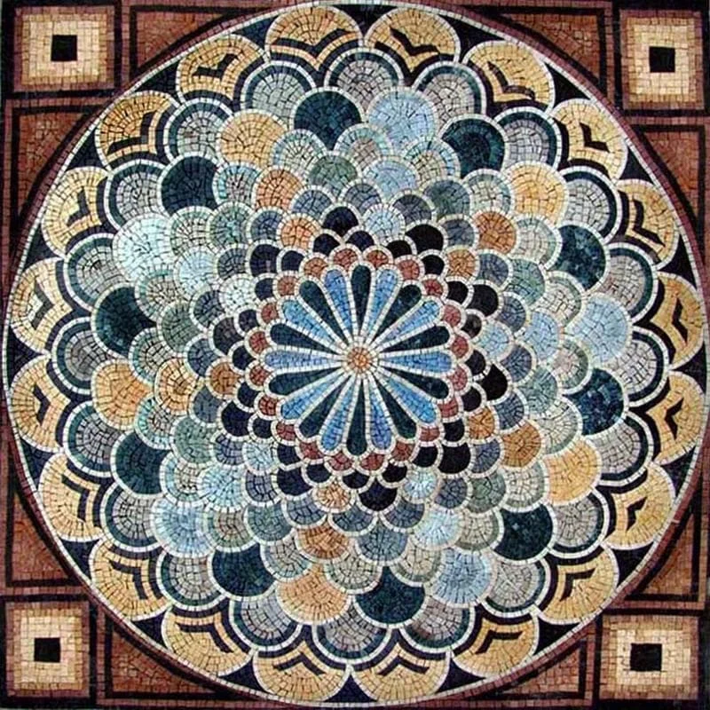 Geometric Floral - Marble Mosaic Mural - Mesh Backing