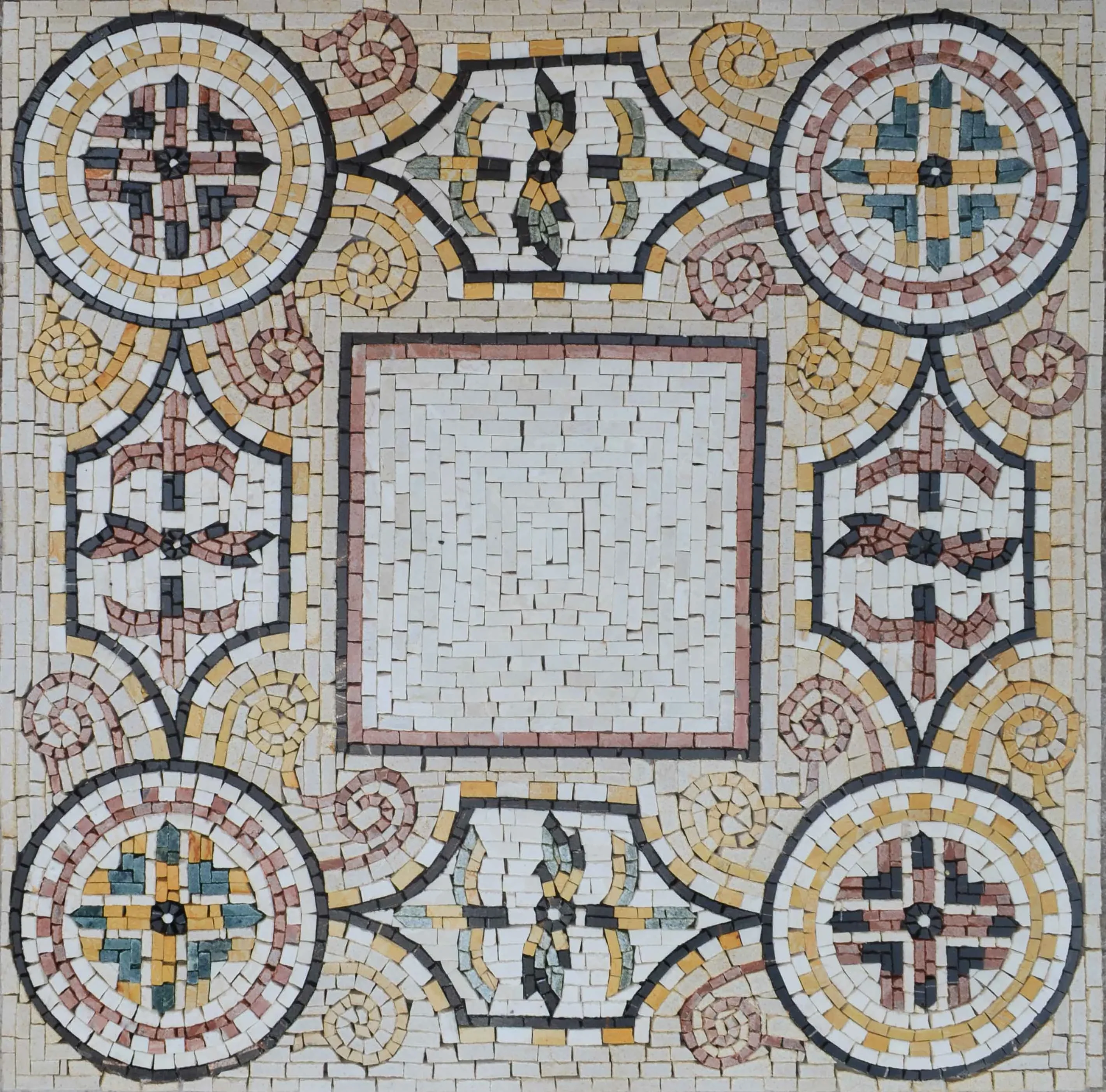 Geometric Pattern - Marble Mosaic Stone Art Tile - Mesh Backing
