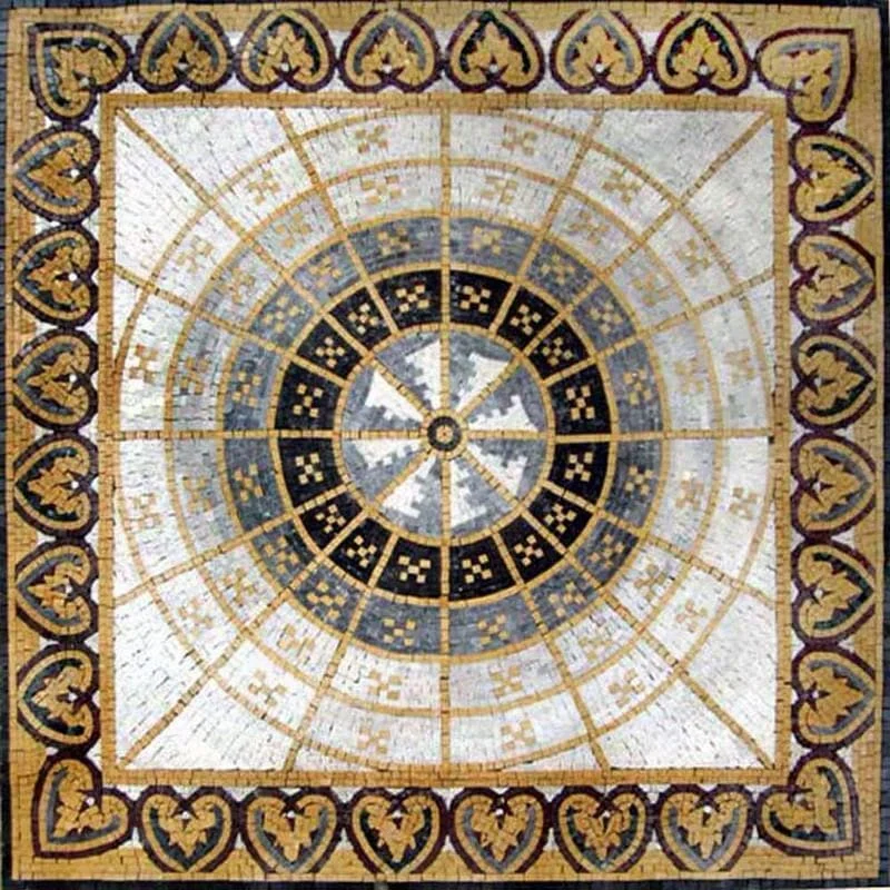 Geometric Art - Marble Mosaic Enchanting Radial Design - Mesh Backing