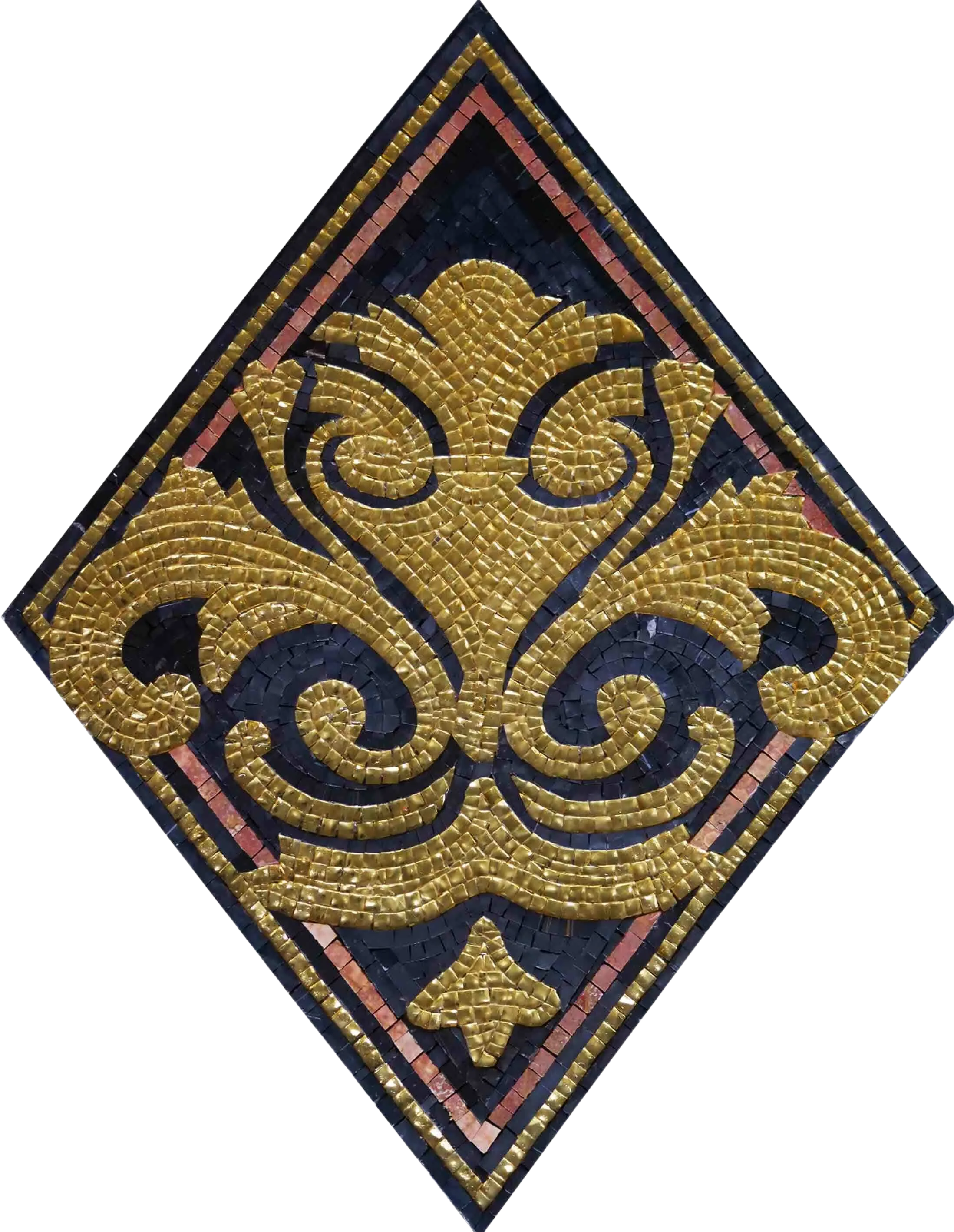Floral Swirl Motif - Mosaic Tile Fireplace Geometric Art - Mesh Backing