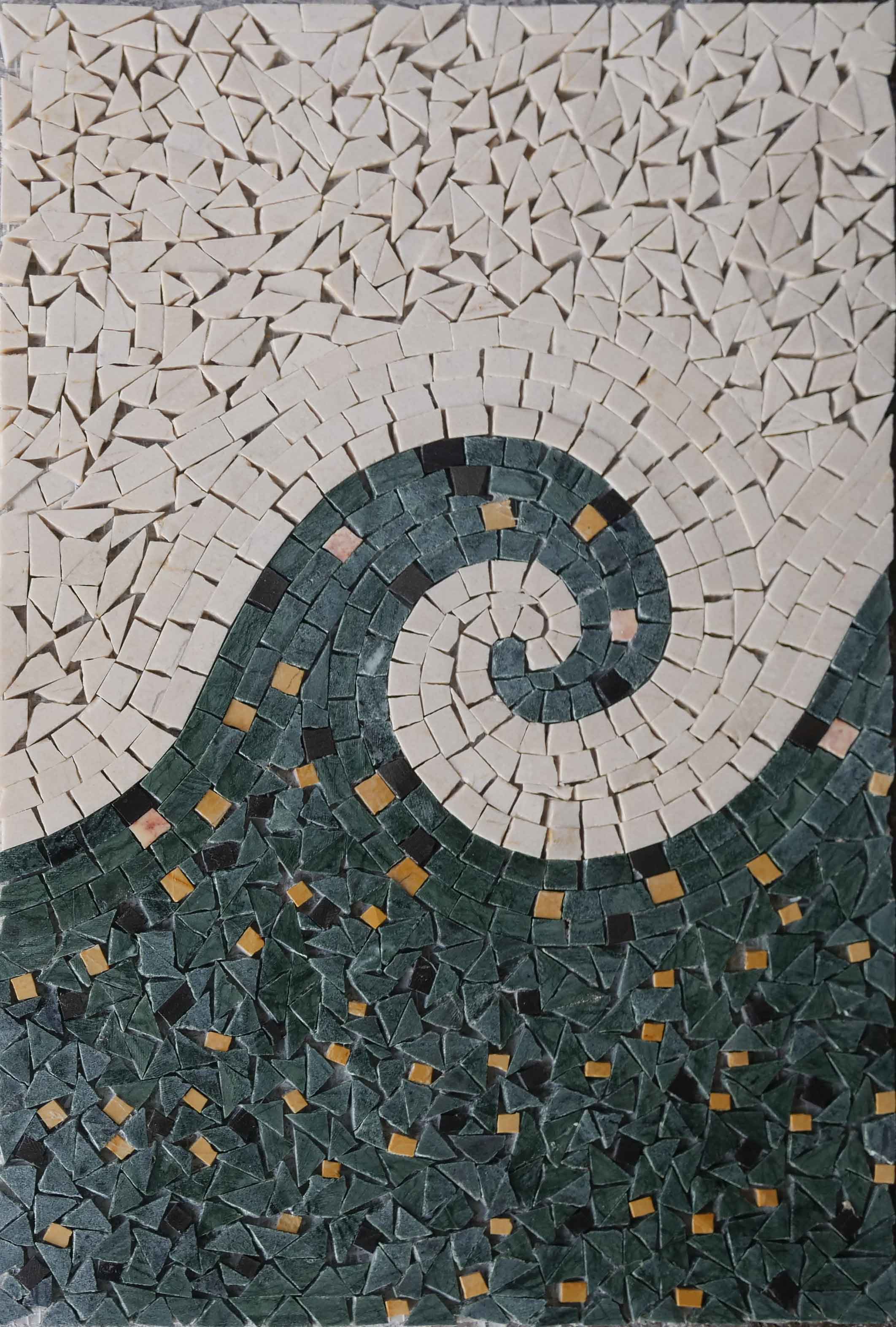 Ornate Wave - Marble Gaudi Mosaic Geometric Art - Mesh Backing