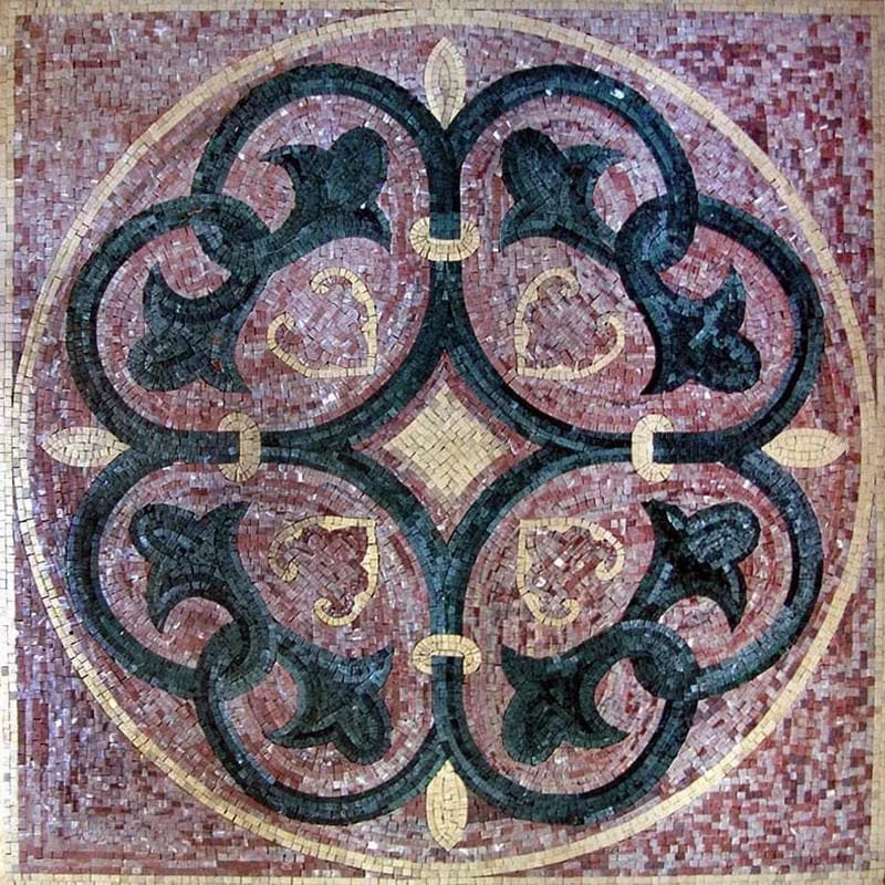 Floral Medallion - Marble Mosaic Laurentia Pattern - Mesh Backing