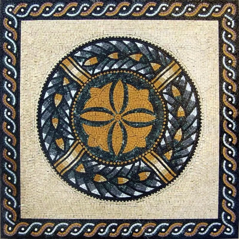 Floral Medallion Design - Marble Mosaic Art - Mesh Backing