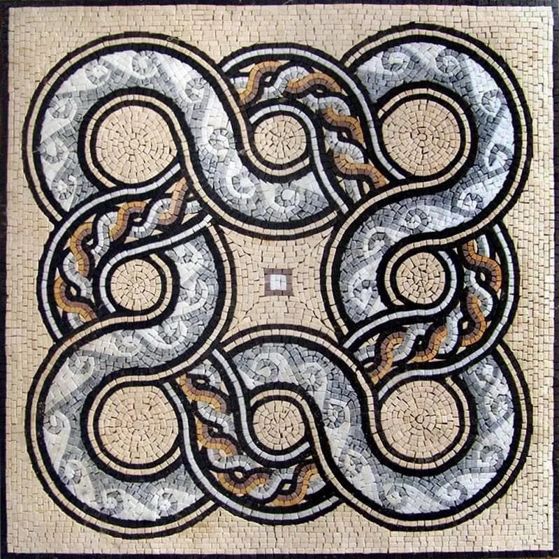 Enchanting Celtic Knot Design - Marble Mosaic Roman - Mesh Backing