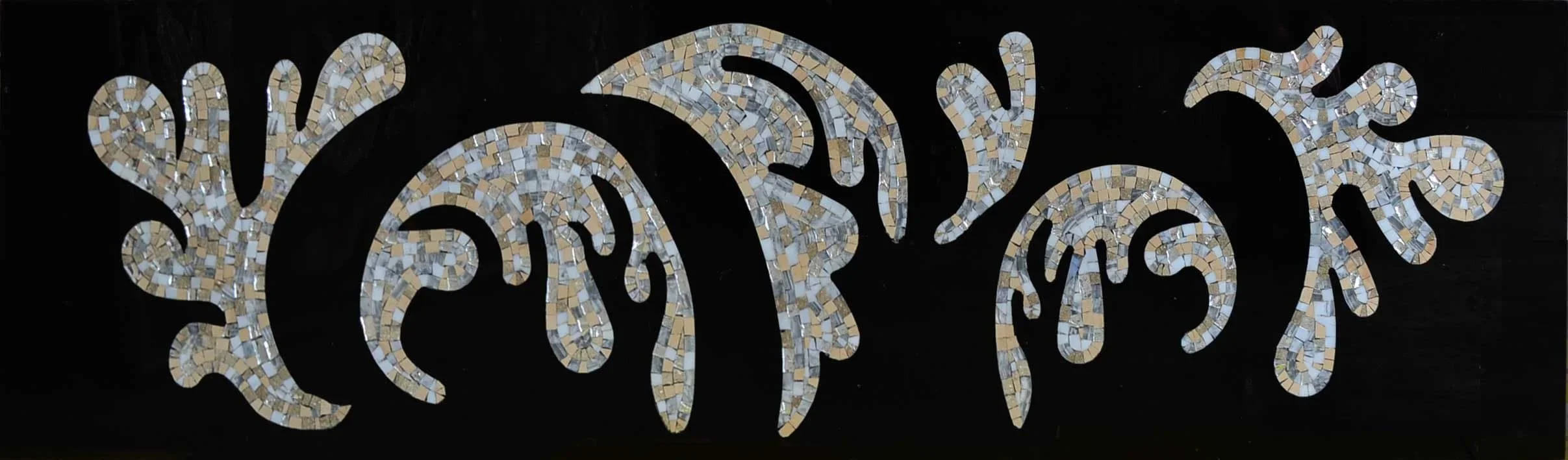 Abstract Floral Swirls - Marble Mosaic Modern Botanical - 170cm x 45cm (67'' x 18'')" - Mesh Backing