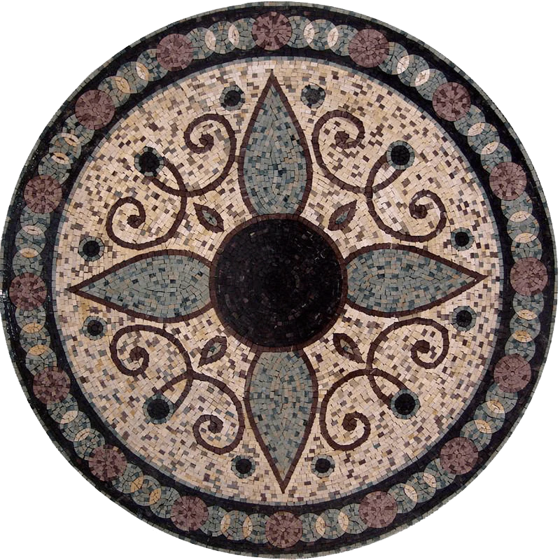 Swirling Floral - Marble Mosaic Modern Flower - Mesh Backing
