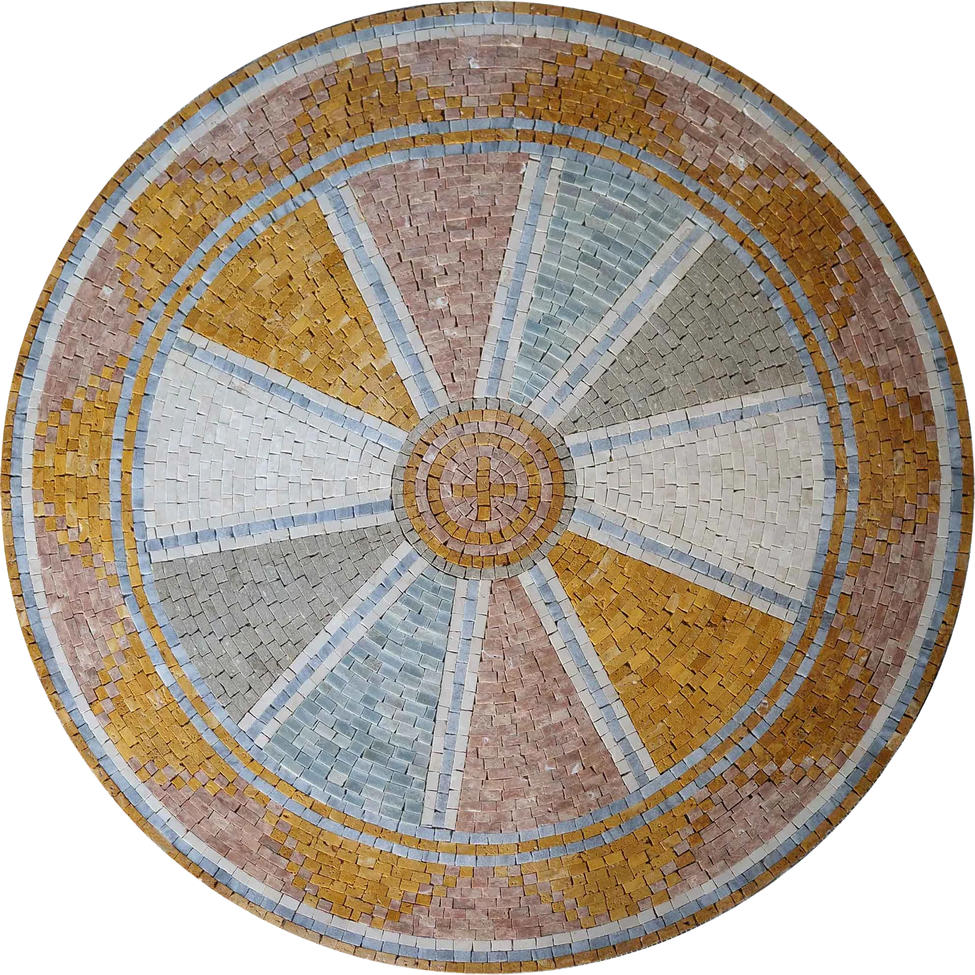 Circular Geometric Pattern - Marble Mosaic Home Interiors Artwork - Mesh Backing