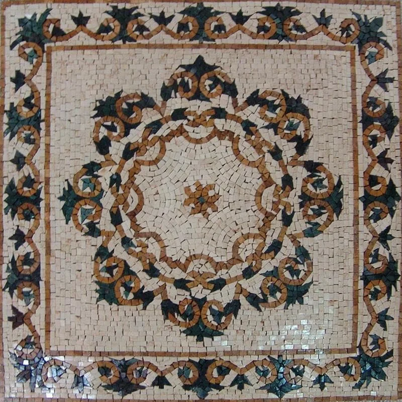 Enchanting Floral Design - Marble Mosaic Designs Panel Mandala - Mesh Backing