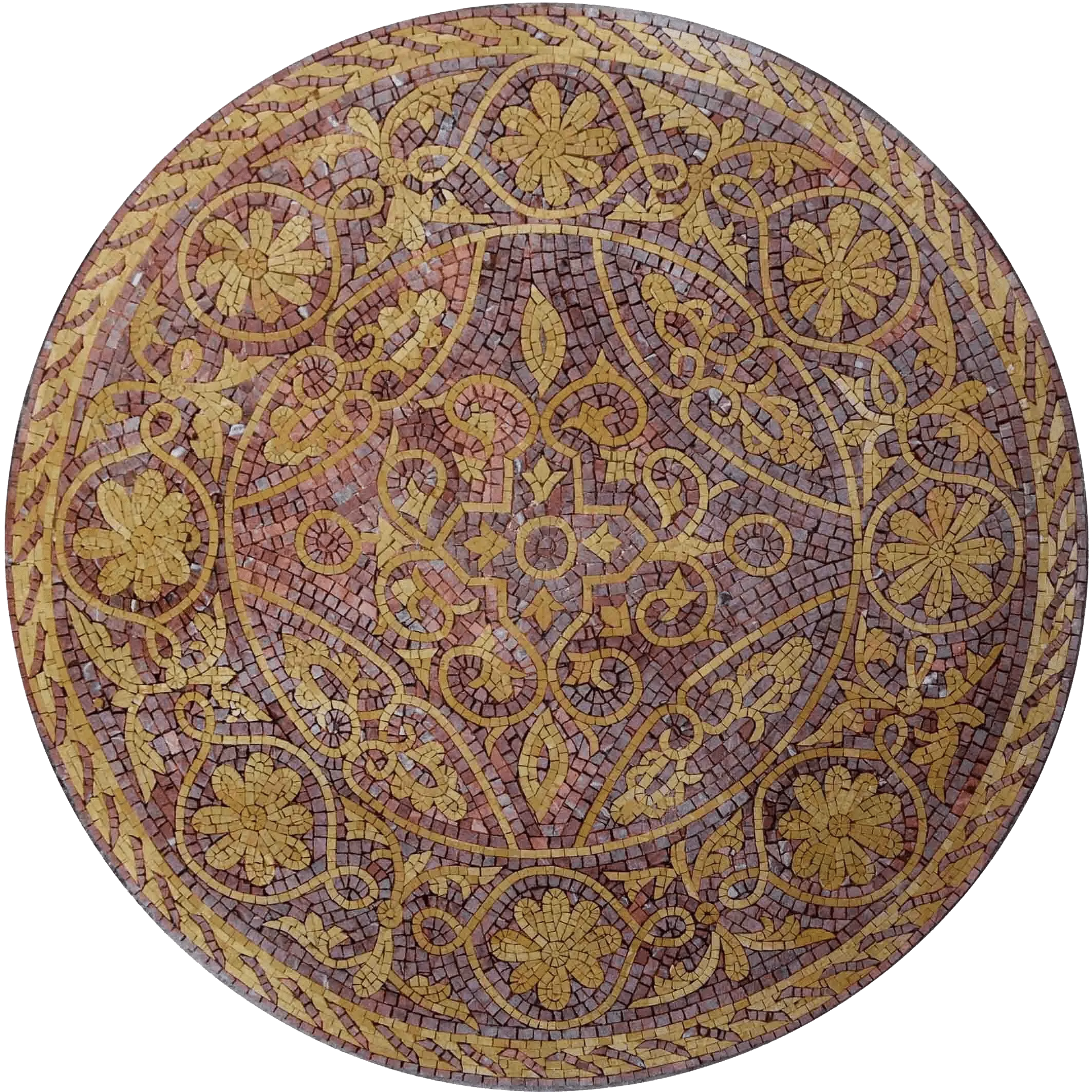 Ornate Vine Pattern - Marble Mosaic Medallion - Mesh Backing