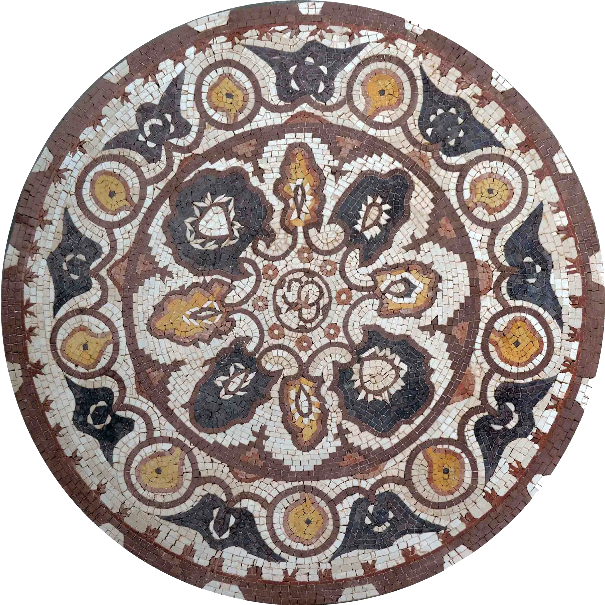 Floral Bloom Pattern - Marble Mosaic Medallion - Mesh Backing