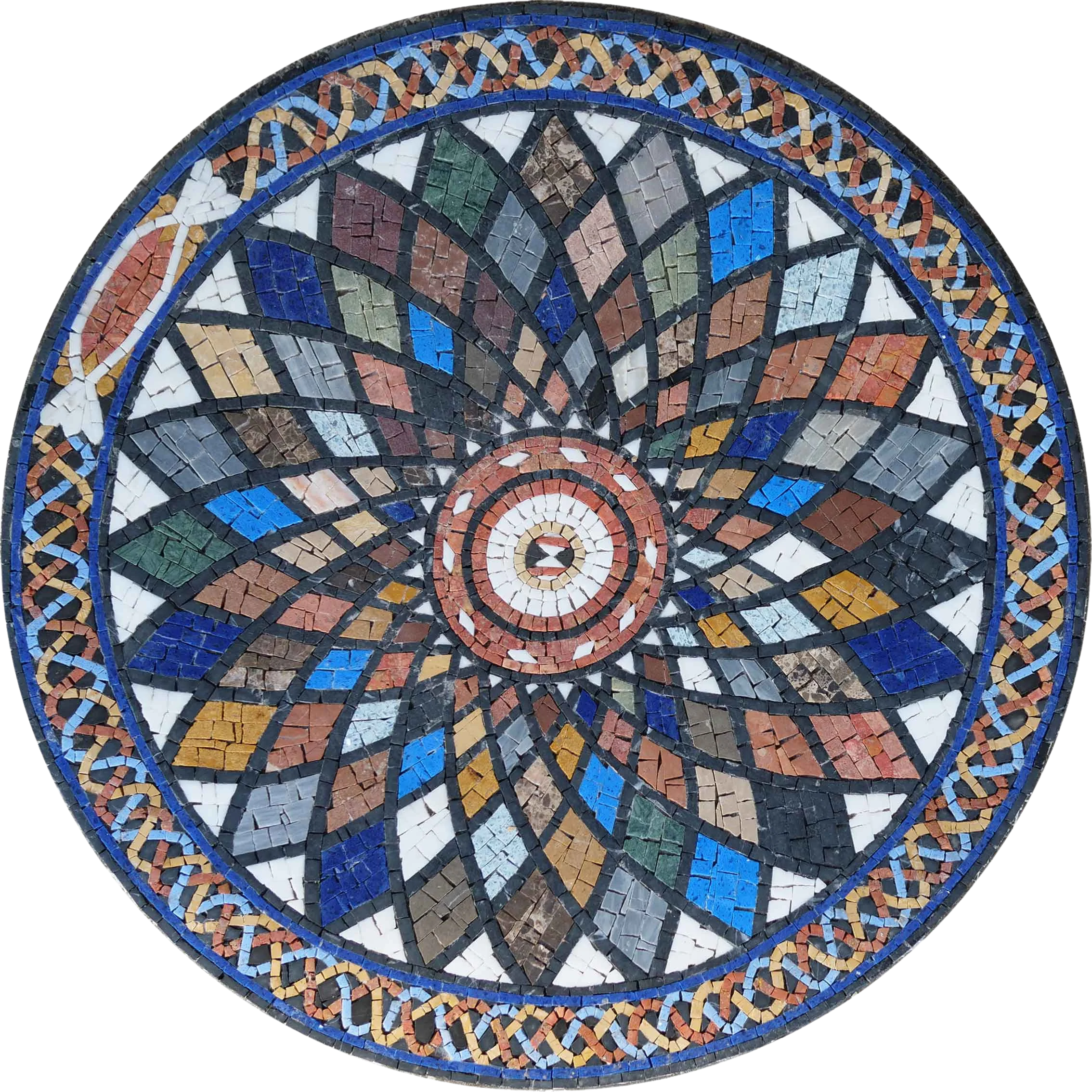 Geometric Starburst - Marble Mermaid Mosaic Medallion - Mesh Backing