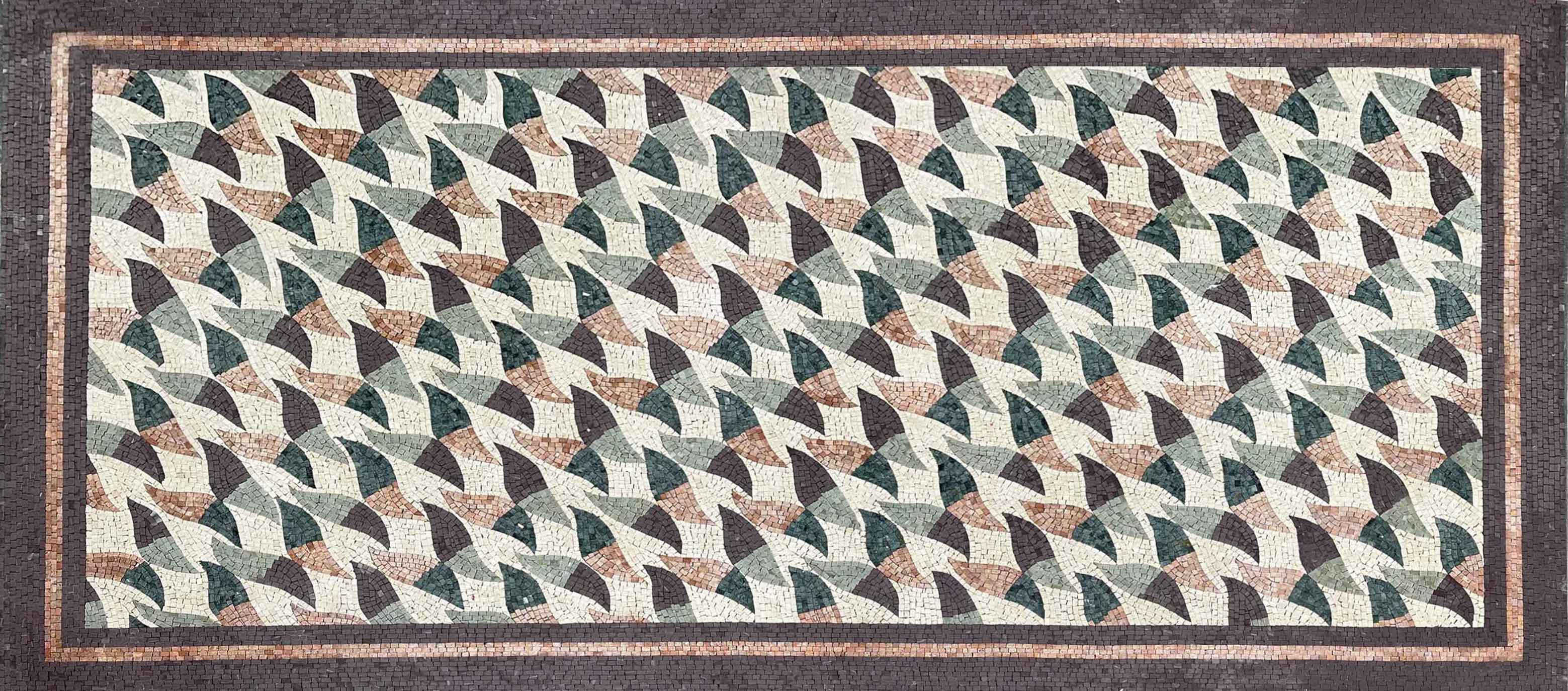 Fan Geometric - Marble Mosaic Decoration Art - Mesh Backing