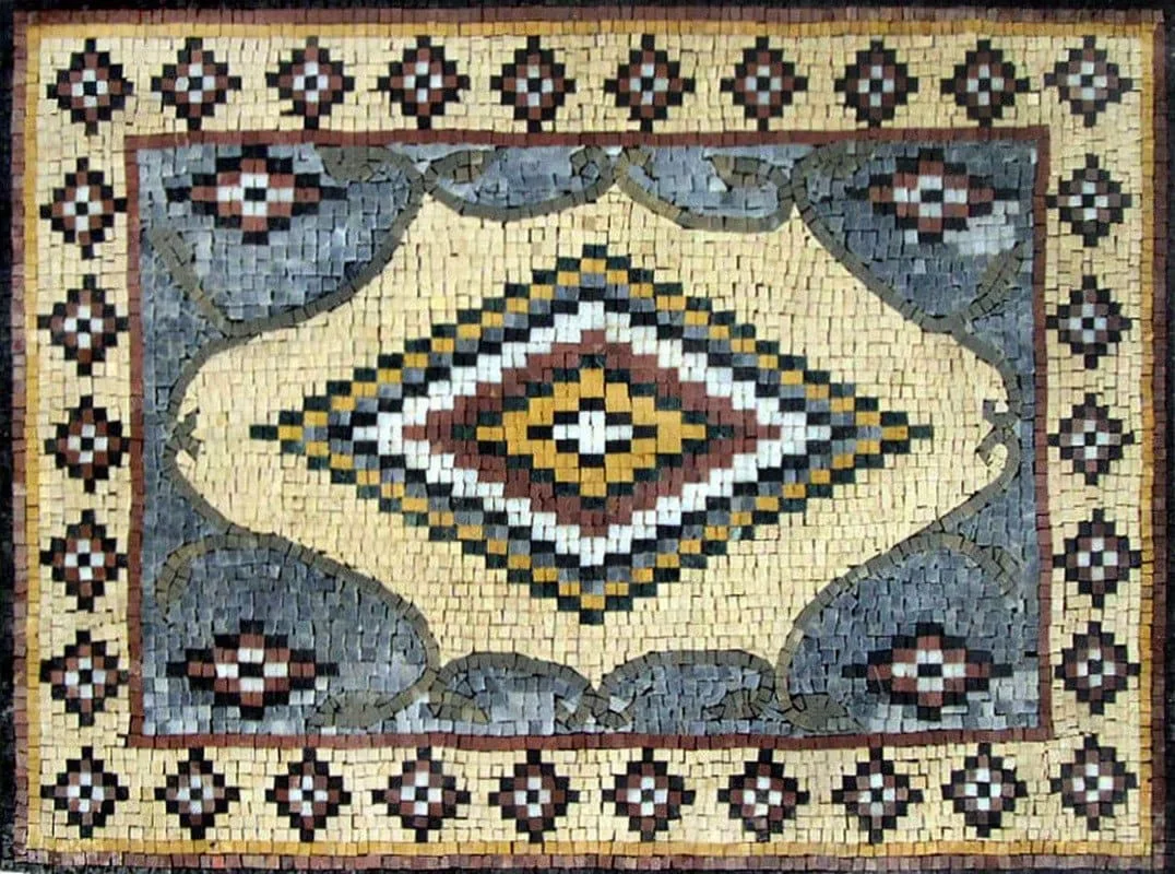 Abstract Geometric Diamond - Marble Mosaic Flooring - Mesh Backing