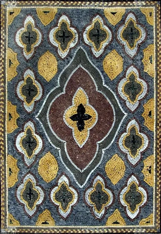 Majestic Trefoil Design - Marble Mosaic Myrta Tile Rectangular Roman - Mesh Backing