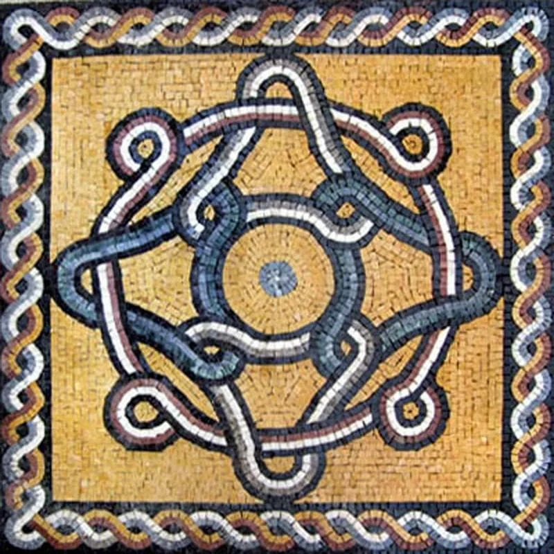 Enigmatic Celtic Knot - Marble Mosaic Square Gala - Mesh Backing