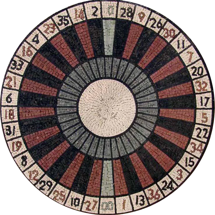 Roulette Tile Geometric - Marble Mosaic Patterns The Gambler - Mesh Backing