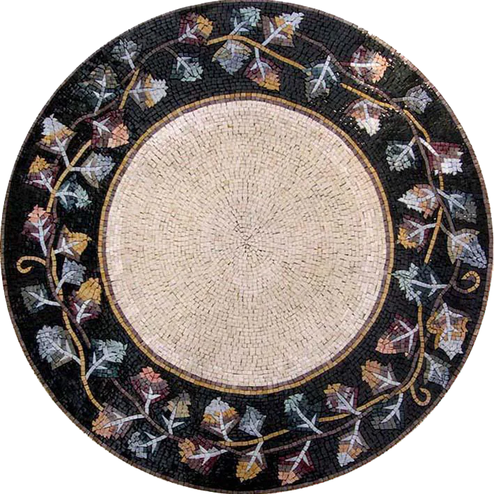 Floral Vine - Marble Mosaic Round - Mesh Backing