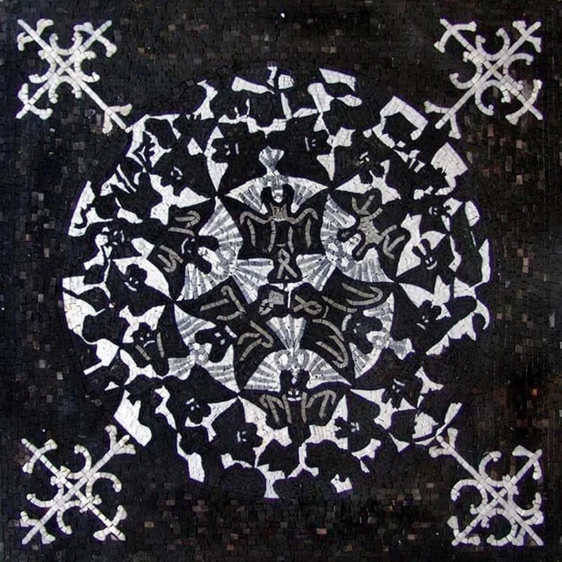 Abstract Geometric Design - Marble Mosaic Artwork Angelica Square - Mesh Backing